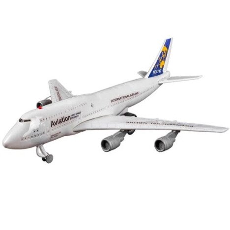 Avion jucarie 747, alb cu sunete, 44x22x10 cm